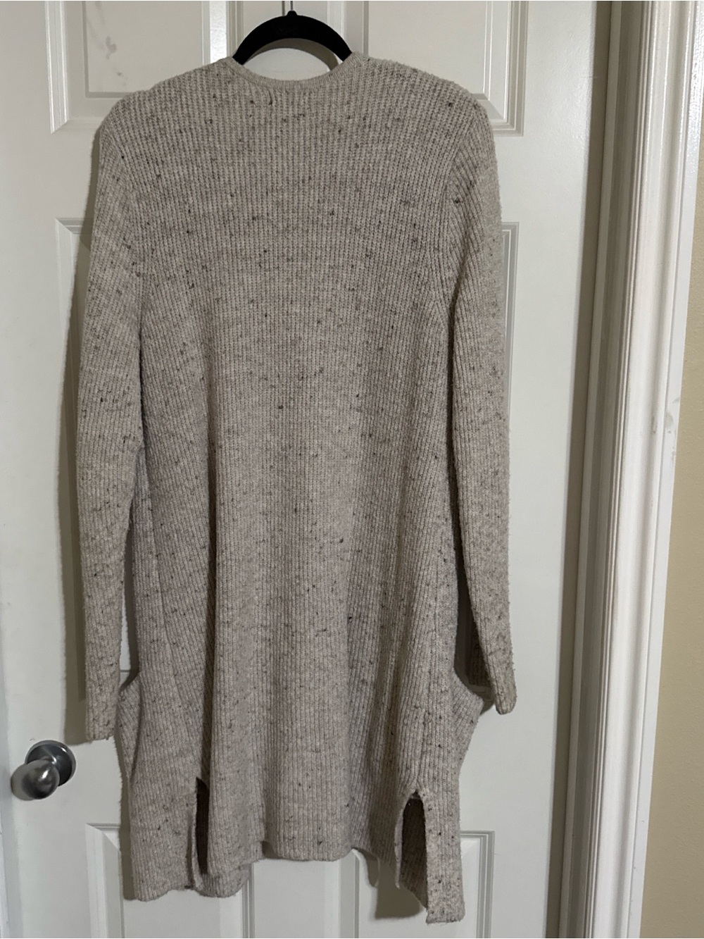 Old Navy Cream Speckle Open-Front Long Cardigan